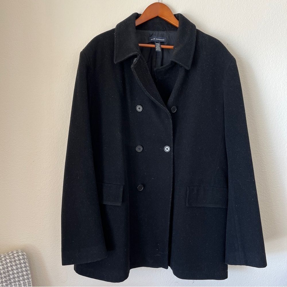 Vintage Club Monaco Wool/Viscose Double Breasted Peacoat XL in Black